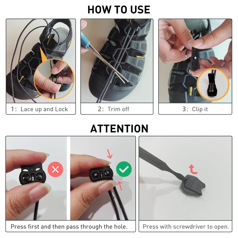 UamGlsob Elastic No Tie Shoe Laces Replacement for Keen Sandal,