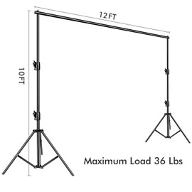 SLOW DOLPHIN Photo Video Studio 12ft (W) x 10ft (H) Heavy Duty Adjustable Photography Backdrop Stand Background Support System Kit with Carry Bag