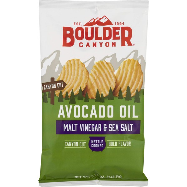 Boulder Canyon, Chips Potato Canyon Cut Avocado Oil Vinegar N Salt, 5.25 Ounce