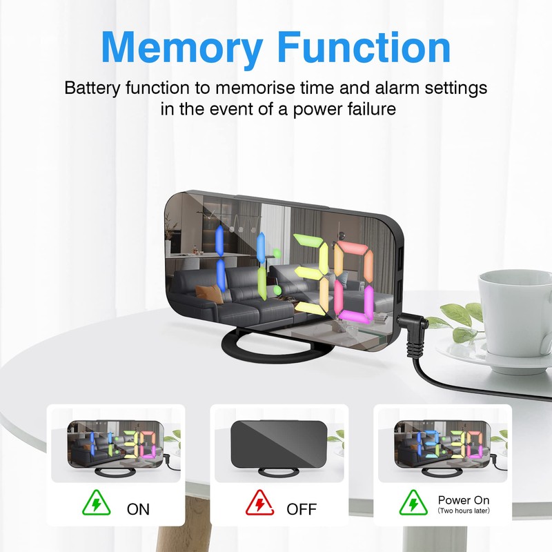 Alarm Clock with Dimmable LED Display, Digital Clock, Digital Alarm