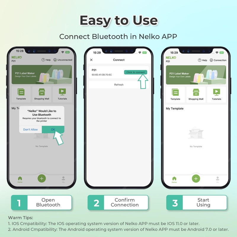 Nelko Label Maker Machine with Tape, P21 Bluetooth Label Printer,