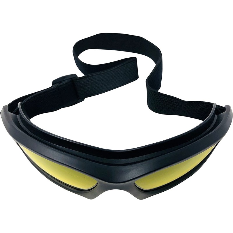 Yellow Motorcycle Riding Goggles: Night Vision Nighttime Riding Goggles"No Foam"