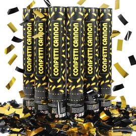 Black gold Confetti Poppers,6pack 12inch Confetti Wands For Birthday,Indoor Wedding,Party,Celebrations,Photo Shoots and New Year (Black gold 6Pack) - Color: Gold 6pack