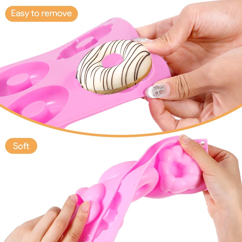3 Pack Silicone Donut Pan for Baking,Non-Stick Doughnut Pan with