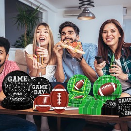 Gupesxu 127Pcs Football Party Supplies - Football Party Plates and Napkins Football Shaped Party Tableware Decorations for Sports Game Day Birthday Decoration
