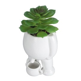 Zerodis Flowerpot,Innovative Little Man Pees Ceramic Flower Pot Flower Planter Pot Fleshy Plant Pot Potted Plant Growing Pot for Office Desktop Decoration (White)
