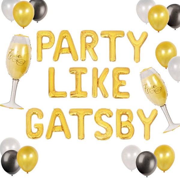JeVenis Set of 17 Party Like Gatsby Balloons Great Gatsby Party Decoration Roaring 20s Party Balloons Roaring Twenties Decorations Flapper Party Decor