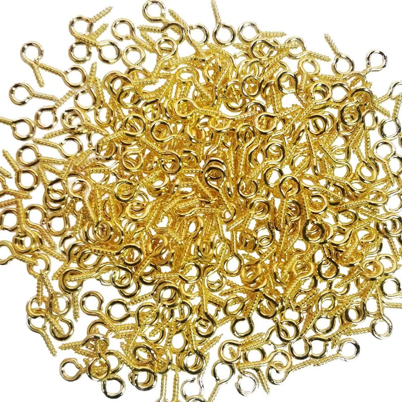 300PCS Mini Screw Eye Pin Pegs, 10 x 5mm Hooks,