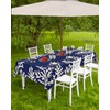 LBCASA Outdoor Tablecloth with Umbrella Hole and Zipper, Coral Navy