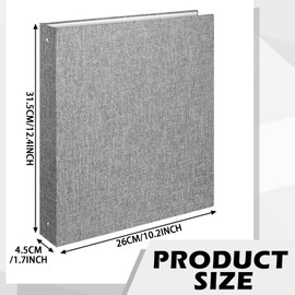 Eersida 4 Pack 3 Ring Binder 1 Inch Round Ring Binder Organizer with Linen Cover Holds 8.5" x 11" Paper Gray Linen Fabric for Schools, Offices and Homes