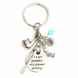 Hanalea Island Jewelry Co. I've Got Gadgets and Gizmos Aplenty Little Mermaid Ariel Silver Charm Keychain Gift for a Hopeful Sweet Princess I Merchandise Accessories for Women