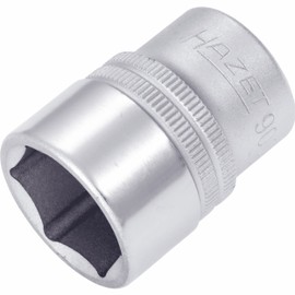 HAZET Hex Socket 900-21 | 12.5 mm Square Drive, Flat Width 21 mm, Knurled | Chrome Plated and Polished Socket for Manual Operation