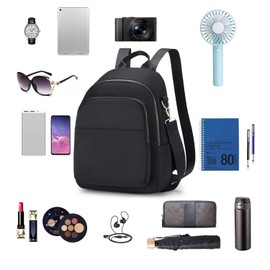 Travel Mini Backpack Purse for Women, Lightweight Waterproof Small Backpacks Casual Rucksack Daily Daypack for Girls Womens (Black)