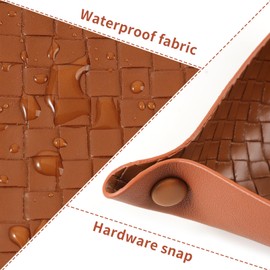 KINIVA PU Leather Jewelry Valet Tray for Men Women,Small Key Bowl for Entryway Table,Portable Travel Catchall Dice Tray (Square-Brown-2pcs)