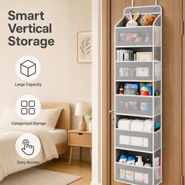 Over Door Storage Organizer with Drawers – Space-Saving Hanging Closet Organizer for Bedroom, Bathroom & Dorm