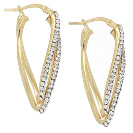 DelPia, 2begold Earrings in 18kt Gold and 925 Sterling Silver Model Dea Senia with Luminous Crystals (yellow gold)