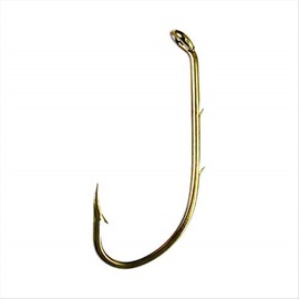 Eagle Claw 181F-14 Bait Holder Down Eye 2 Slices Offset Fishing Hook, 50 Piece, Bronze