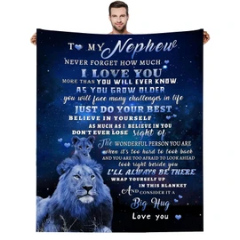 AEEZO to My Nephew Blanket from Uncle Nephew Gift from Aunt Lion Blanket for Sofa Bedroom Warm Cozy Flannel Blanket Christmas Birthday Gift for Nephew 50x60 Inch