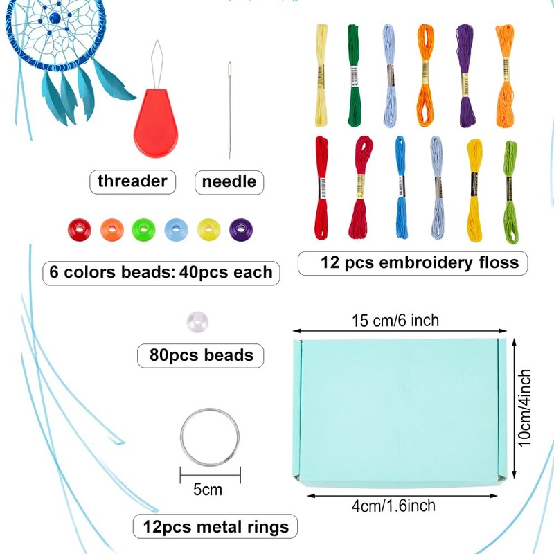 INFUNLY 12 Sets Small Dream Catcher Kit Boho DIY Mini