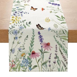Kabwea New Table Runner in Chinese Style with Spring Flowers, Spring Decor Indoor (183 * 33 cm)