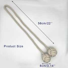 2Pcs Natural Cotton Rope Tassel Ball Curtain Tiebacks, Easy to Coordinate, Suitable for Home, Office, Dorm, and Patio