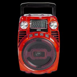 Universal New QFX BT-44 Portable Rechargeable Loud Speaker +Bluetooth +4-Band FM Radio - Red