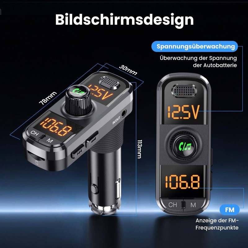 Bluetooth Adapter Car, GizmoVine FM Transmitter, Aux Bluetooth Transmitter Car