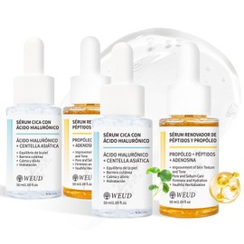 WEUD Centella Asiatica Suero y CICA Péptidos Propóleo Suero, 4 En 1 Kit de Sérum Coreana, Cuidado Antiedad y Reparador, Luminosidad y Piel Radiante,  
