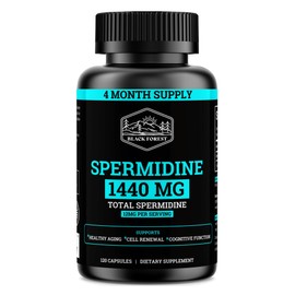 Spermidine Supplement (1440mg of 99% Pure Spermidine Supplements For Women & Men) 4 Months Supply (100X More Potent Than Wheat Germ Extract) 12MGS Per Serving For Cellular Health, Anti-Aging & Energy