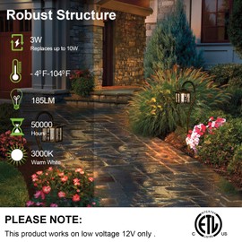 hykolity Low-Voltage Outdoor Integrated LED Landscape Lighting, 3W 185LM Oil-Rubbed Bronze Pathway Light for Yard Lawn, Die-Cast Aluminum Construction, 4-Pack, ETL Listed, 15-Year Lifespan