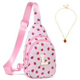 I IHAYNER Small Initial Sling Bag for Gilrs, Birthday Gifts for 4 5 6 7 8 9 10 11 12 13 Year Old Girls Crossbody Bag Purse Mothers Day Gifts for Daughter Sister Fashion Waist Pack Pink-L
