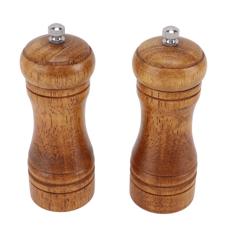 2PCS Wood Pepper Grinder Adjustable Coarseness Efficient Grinding Pepper Mills