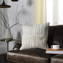 SAFAVIEH Dash Cowhide Throw Pillow, 19"x19", White