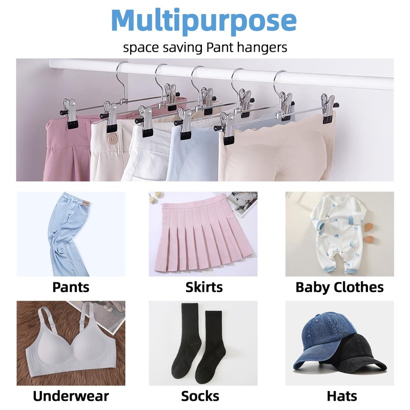 DUOFIRE Pant Hangers 15 Pack Adjustable Width Metal Skirt Hangers