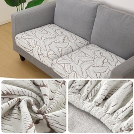 Fuloon Seat Cushion Covers, Stretch Couch Slipcovers Sofa Cushion Protective Solid Chair Slipcovers Washable Suitable for Armchair Loveseat Sofa 3 PC Khaki