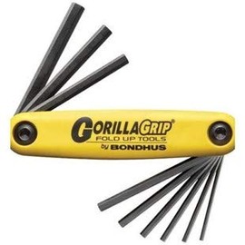 Bondhus 12591 GorillaGrip Fold-Up Hex Key Set Inch 9 Piece 0.050-3/16