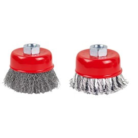 OSFTBVT Wire Wheel Brush for 4-1/2" Angle Grinder 3in Wire Wheel Cup Twisted/Crimped Brushes 5/8"-11 Threads Arbor - 2pcs