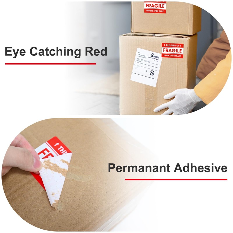 L LIKED 2"x 3" Fragile Stickers for Shipping and Moving,