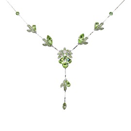 Faship Gorgeous Green Crystal Necklace Earrings Set - Green/Peridot