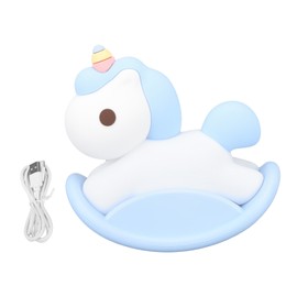 LED Silicone Night Light for Kids USB Rechargeable Cute Horse Baby Night Light with Timer for Nursery Bedside Blue