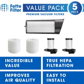 Fette Filter - Premium Filters for Shark ICZ362H Vertex Cordless Vacuum & Shark Shark Ion P50 Lift-Away DuoClean Cordless Upright Vacuum Series C160 IC162 (part # XFFK160 & XHEPA160)
