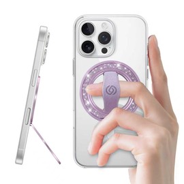 EWA MagOne Cell Phone Grips, Phone Ring Holder Grip Stand, Stylish Twinkle Finger Grip Kickstand 360° Rotation, Compatible with Phone 16 15 14 13 Pro Max Plus-(Glitter Purple)
