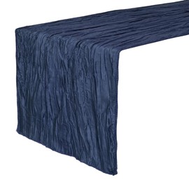 Your Chair Covers - 14 x 108 inch Crinkle Taffeta Table Runner Navy Blue, Crinkle Table Runner for Weddings, Events, Hotels and Catering Services