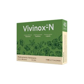 Bomuca - Vivinox N 40 Tabletas, Relajante 100% Natural, Medicamento Herbolario, Valeriana, Pasiflora, Lúpulo, Fórmula Alemana