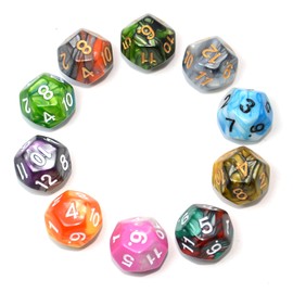SmartDealsPro 10-Pack D4 D6 D8 D10 D12 Multi Colored Polyhedral Dice for for Dungeons and Dragons DND RPG MTG Table Games (Double Color, D12)