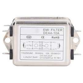 Power EMI Filter Noise Suppressor Single Phase AC Audio Purifier AC115V/250V 50/60Hz 10A Chip Type