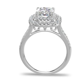 TIANYU 1.6 CT Radiant Moissanite Engagement Ring 925 Sterling Silver with 18K White Gold Plated Flower cluster bezel design for Women (White Gold, 5)