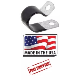 Made in USA 5/16" Brake Line Clip Set Galvanized Steel with Rubber Insulation (Pack of 10)