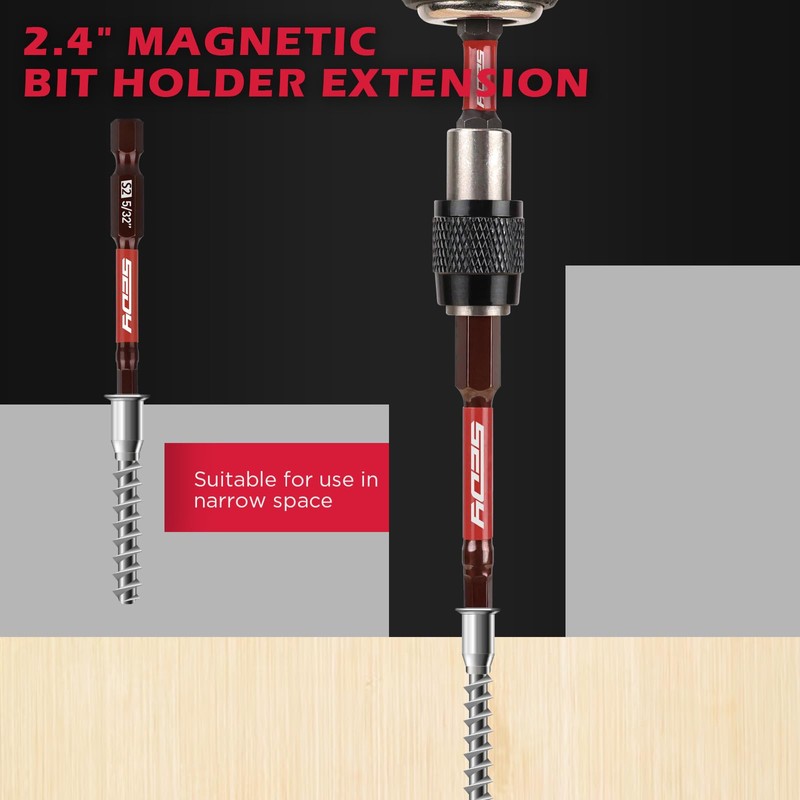 21-Piece 2.5" Hex Head Allen Wrench Drill Bit Set, 1/4"
