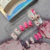 24Pcs Valentines Day Nails Heart Press on Nails Short Square
